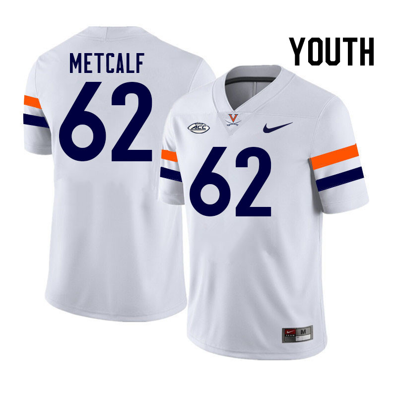 Youth Virginia Cavaliers #62 Drake Metcalf College Football Jerseys Stitched-White